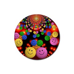 Smiley Laugh Funny Cheerful Rubber Coaster (round) 