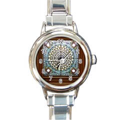 Stained Glass Window Library Of Congress Round Italian Charm Watch by Nexatart