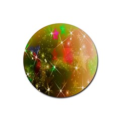 Star Christmas Background Image Red Rubber Coaster (round)  by Nexatart