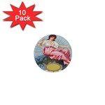 Vintage Art Collage Lady Fabrics 1  Mini Magnet (10 pack) 