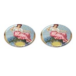 Vintage Art Collage Lady Fabrics Cufflinks (Oval)