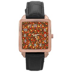 Stylized Background For Scrapbooking Or Other Rose Gold Leather Watch 