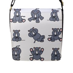 Rhinoceros Animal Rhino Flap Messenger Bag (l)  by Alisyart