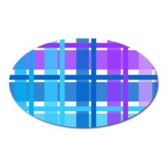 Gingham Pattern Blue Purple Shades Oval Magnet