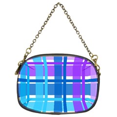 Gingham Pattern Blue Purple Shades Chain Purses (two Sides)  by Amaryn4rt