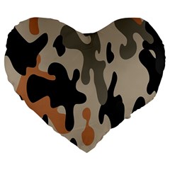 Camouflage Army Disguise Grey Orange Black Large 19  Premium Heart Shape Cushions by Alisyart