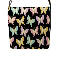 Butterfly Fly Gold Pink Blue Purple Black Flap Messenger Bag (l)  by Alisyart