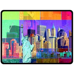 New York City The Statue Of Liberty Double Sided Fleece Blanket (large)  by Amaryn4rt