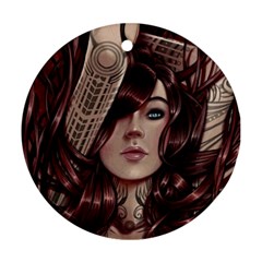 Beautiful Women Fantasy Art Round Ornament (two Sides) by Amaryn4rt