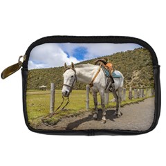 White Horse Tied Up At Cotopaxi National Park Ecuador Digital Camera Cases by dflcprints