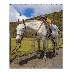 White Horse Tied Up At Cotopaxi National Park Ecuador Shower Curtain 60  X 72  (medium)  by dflcprints