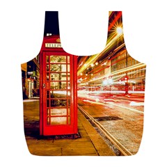 Telephone Box London Night Full Print Recycle Bags (l)  by Amaryn4rt