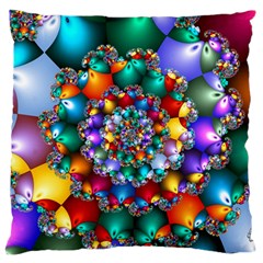 Rainbow Spiral Beads Large Flano Cushion Case (two Sides) by WolfepawFractals