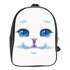 Cute White Cat Blue Eyes Face School Bags(large)  by Amaryn4rt