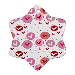 Crafts Chevron Cricle Pink Love Heart Valentine Ornament (snowflake) by Alisyart
