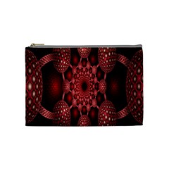 Lines Circles Red Shadow Cosmetic Bag (medium)  by Alisyart