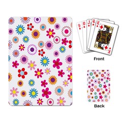 Colorful Floral Flowers Pattern Playing Card by Simbadda