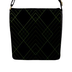 Diamond Green Triangle Line Black Chevron Wave Flap Messenger Bag (l)  by Alisyart