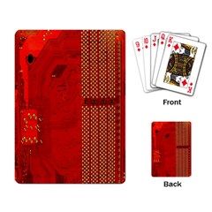 Computer Texture Red Motherboard Circuit Playing Card by Simbadda