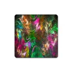 Fractal Texture Abstract Messy Light Color Swirl Bright Square Magnet