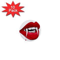 Mouth Jaw Teeth Vampire Blood 1  Mini Buttons (10 Pack)  by Simbadda