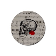 Skull And Rose  Rubber Coaster (round)  by Valentinaart