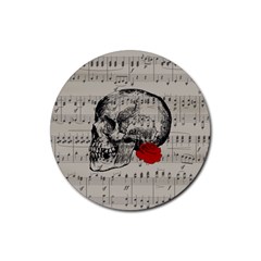 Skull And Rose  Rubber Round Coaster (4 Pack)  by Valentinaart