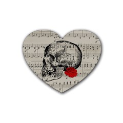 Skull And Rose  Heart Coaster (4 Pack)  by Valentinaart