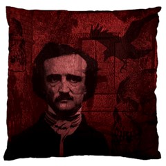 Edgar Allan Poe  Large Flano Cushion Case (one Side) by Valentinaart