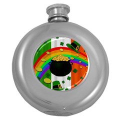 Pot Of Gold Round Hip Flask (5 Oz) by Valentinaart