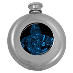 Warrior - Blue Round Hip Flask (5 Oz) by Valentinaart