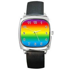 Rainbow Background Colourful Square Metal Watch by Simbadda