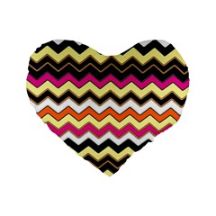 Colorful Chevron Pattern Stripes Pattern Standard 16  Premium Heart Shape Cushions by Simbadda