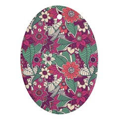 Seamless Floral Pattern Background Oval Ornament (two Sides)