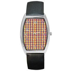 Yellow Blue Red Lines Color Pattern Barrel Style Metal Watch by Simbadda