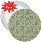 Cute Hamster Pattern 3  Buttons (10 pack) 