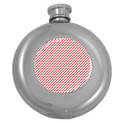 Pattern Red White Background Round Hip Flask (5 Oz)