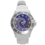 Logo Wave Design Abstract Round Plastic Sport Watch (L) Front