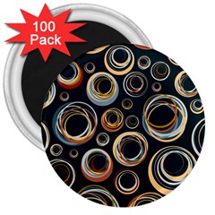 Seamless Cubes Texture Circle Black Orange Red Color Rainbow 3  Magnets (100 Pack) by Alisyart
