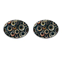 Seamless Cubes Texture Circle Black Orange Red Color Rainbow Cufflinks (oval) by Alisyart