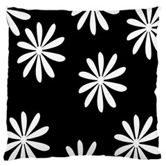 Black White Giant Flower Floral Standard Flano Cushion Case (two Sides) by Alisyart