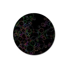Boxs Black Background Pattern Rubber Coaster (round)  by Simbadda