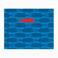 Fish Line Sea Beach Swim Red Blue Small Glasses Cloth (2-side) by Alisyart