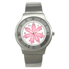 Pink Lily Flower Floral Stainless Steel Watch by Alisyart