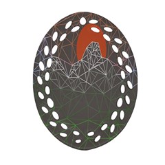 Sun Line Lighs Nets Green Orange Geometric Mountains Oval Filigree Ornament (two Sides) by Alisyart