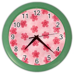 Watercolor Flower Patterns Color Wall Clocks by TastefulDesigns
