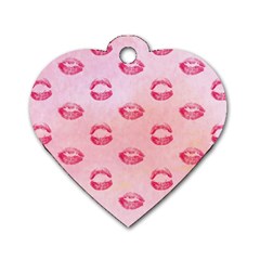 Watercolor Kisses Patterns Dog Tag Heart (one Side)