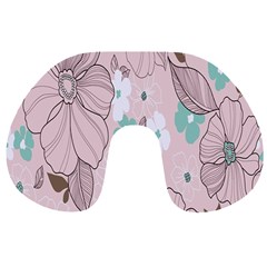 Background Texture Flowers Leaves Buds Travel Neck Pillows by Simbadda