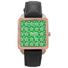 Green White Star Line Space Rose Gold Leather Watch  by Alisyart