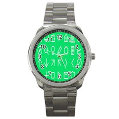 Icon Sign Green White Sport Metal Watch by Alisyart